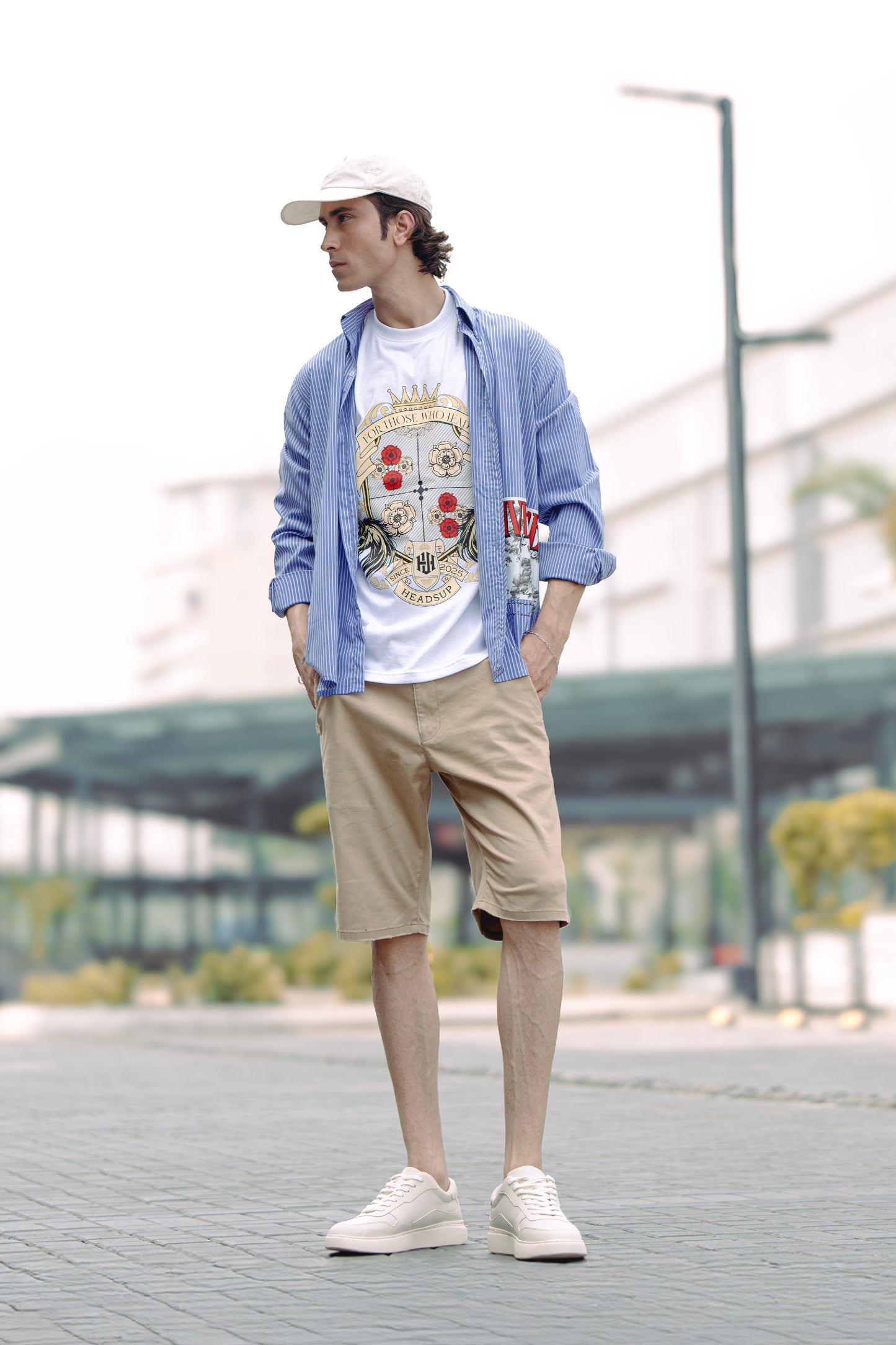 Blue Striped Cotton Button-Down Shirt