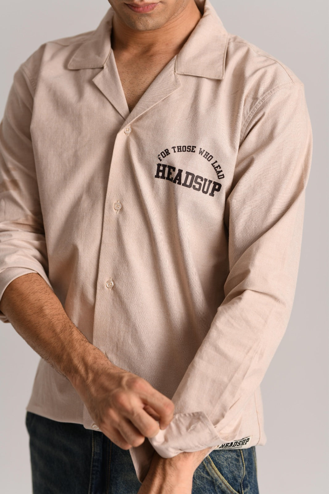 Beige Chambray Full Sleeve Shirt
