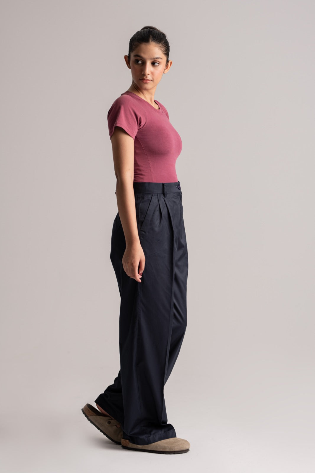 Deep Blue High-Waisted Loose Pants