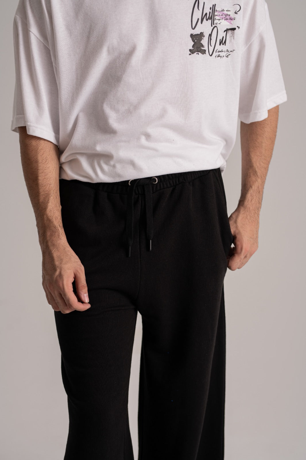 Black Oversized Flare Bottom Pants