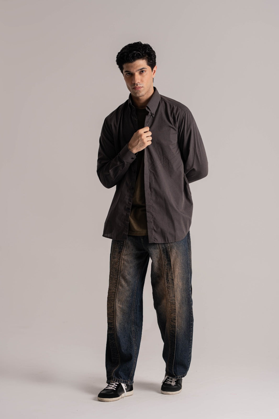 Black Relax Fit Button-Down Shirt