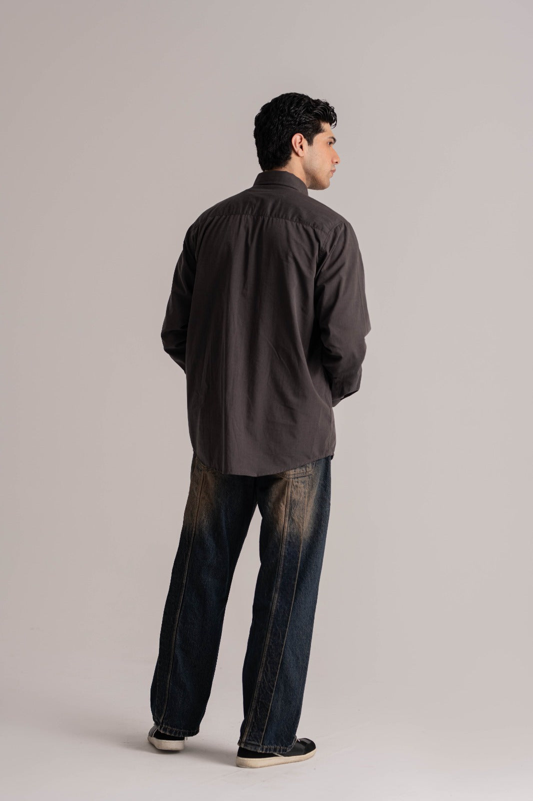Black Relax Fit Button-Down Shirt