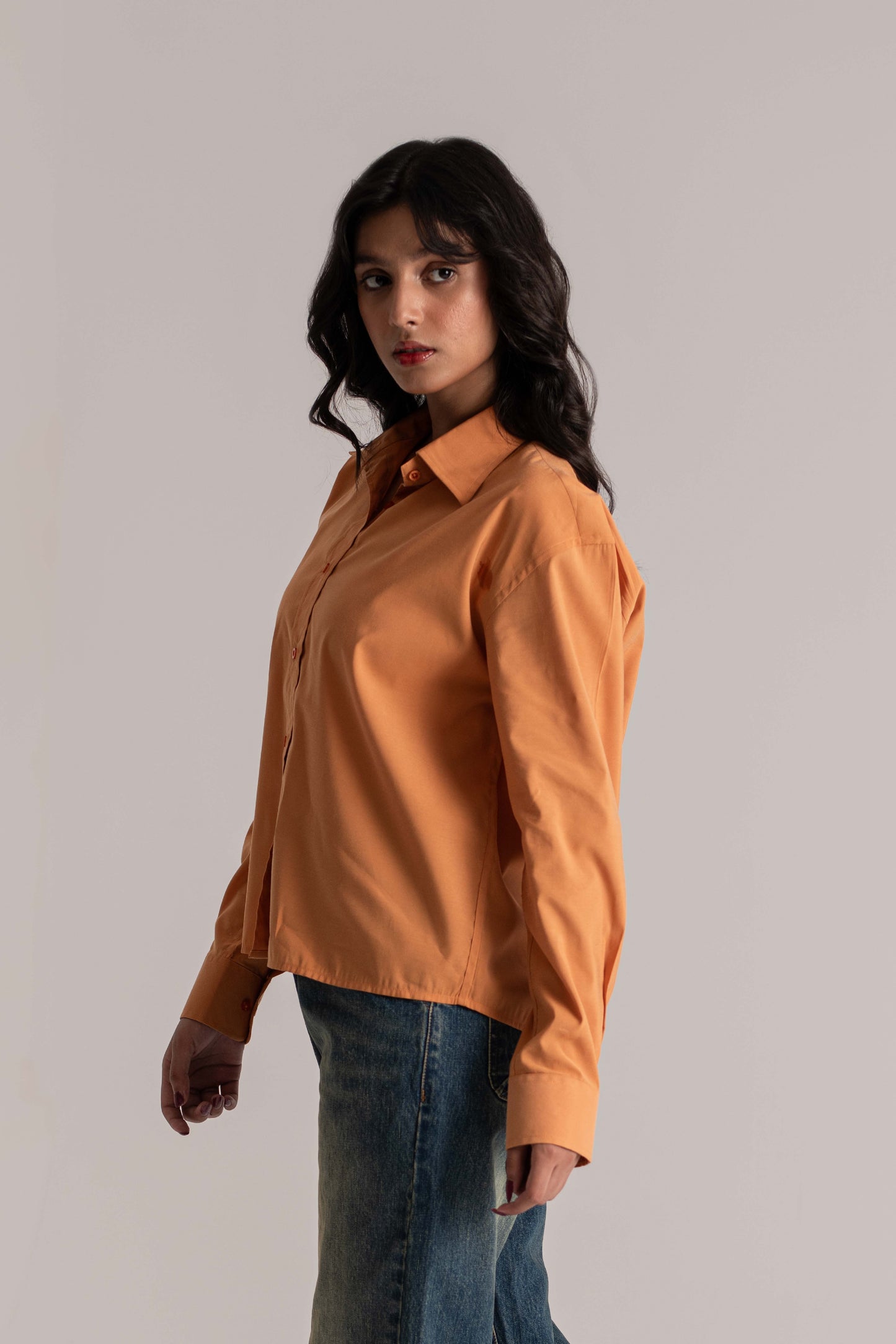 Orange Full Sleeve Basic Shirt