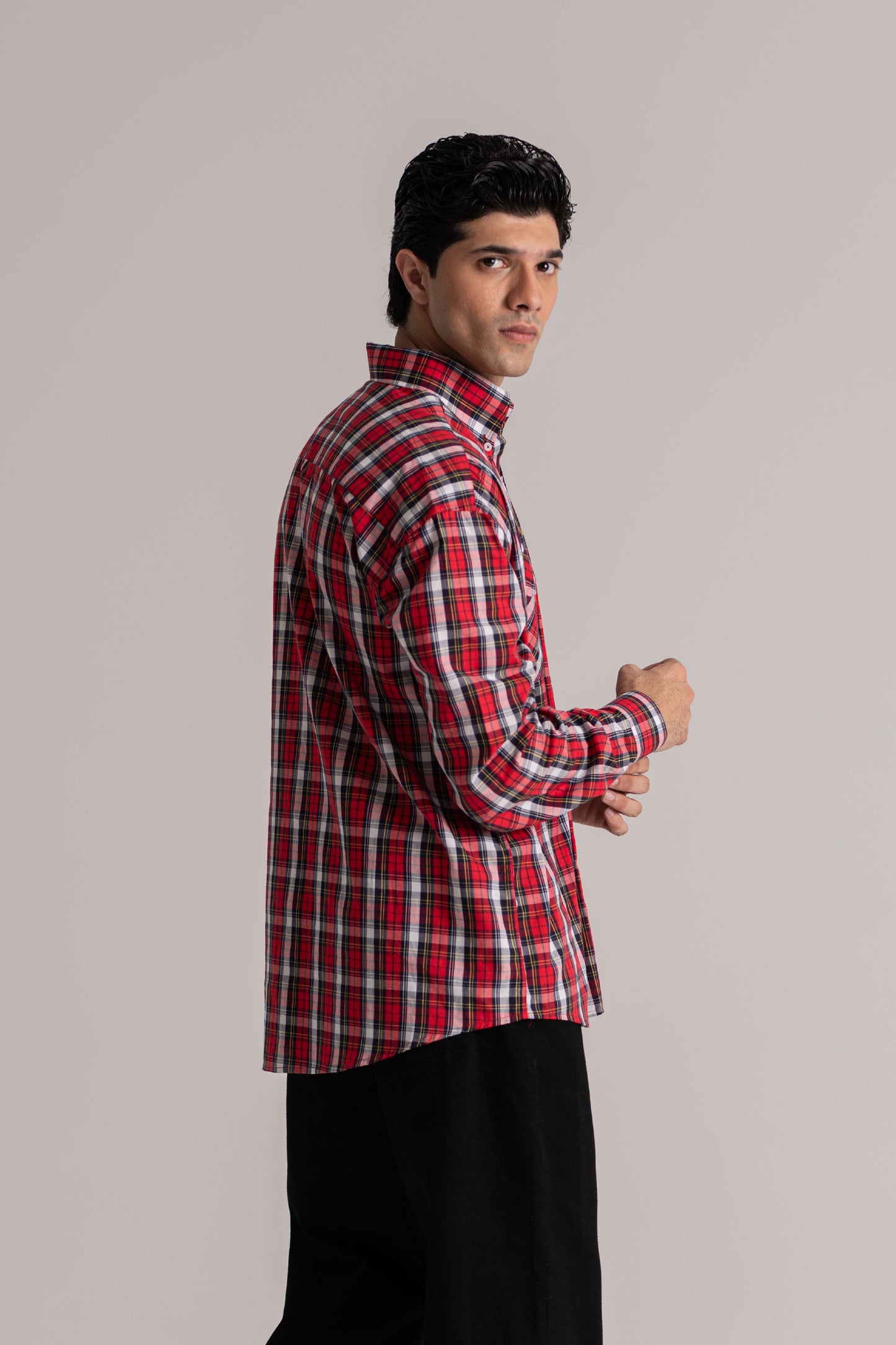 Cotton Blue Check Long Sleeve Shirt