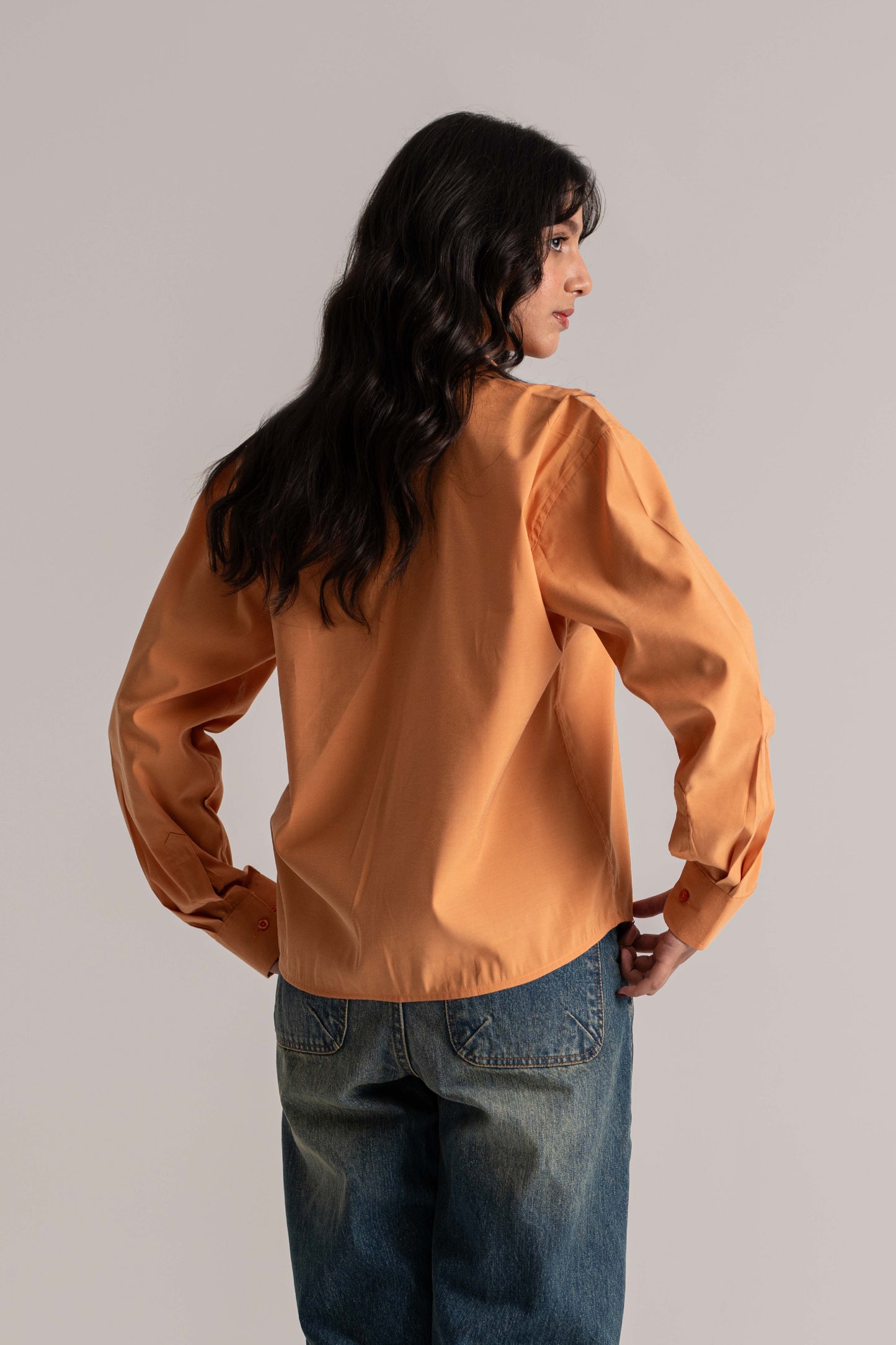 Orange Full Sleeve Basic Shirt