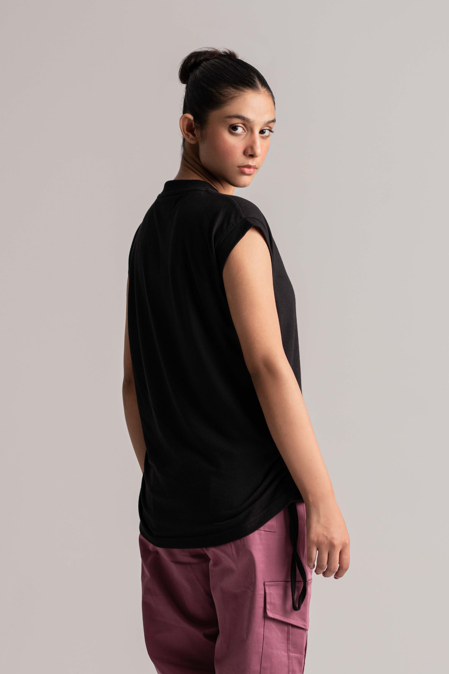 Black Cotton Jersey Top