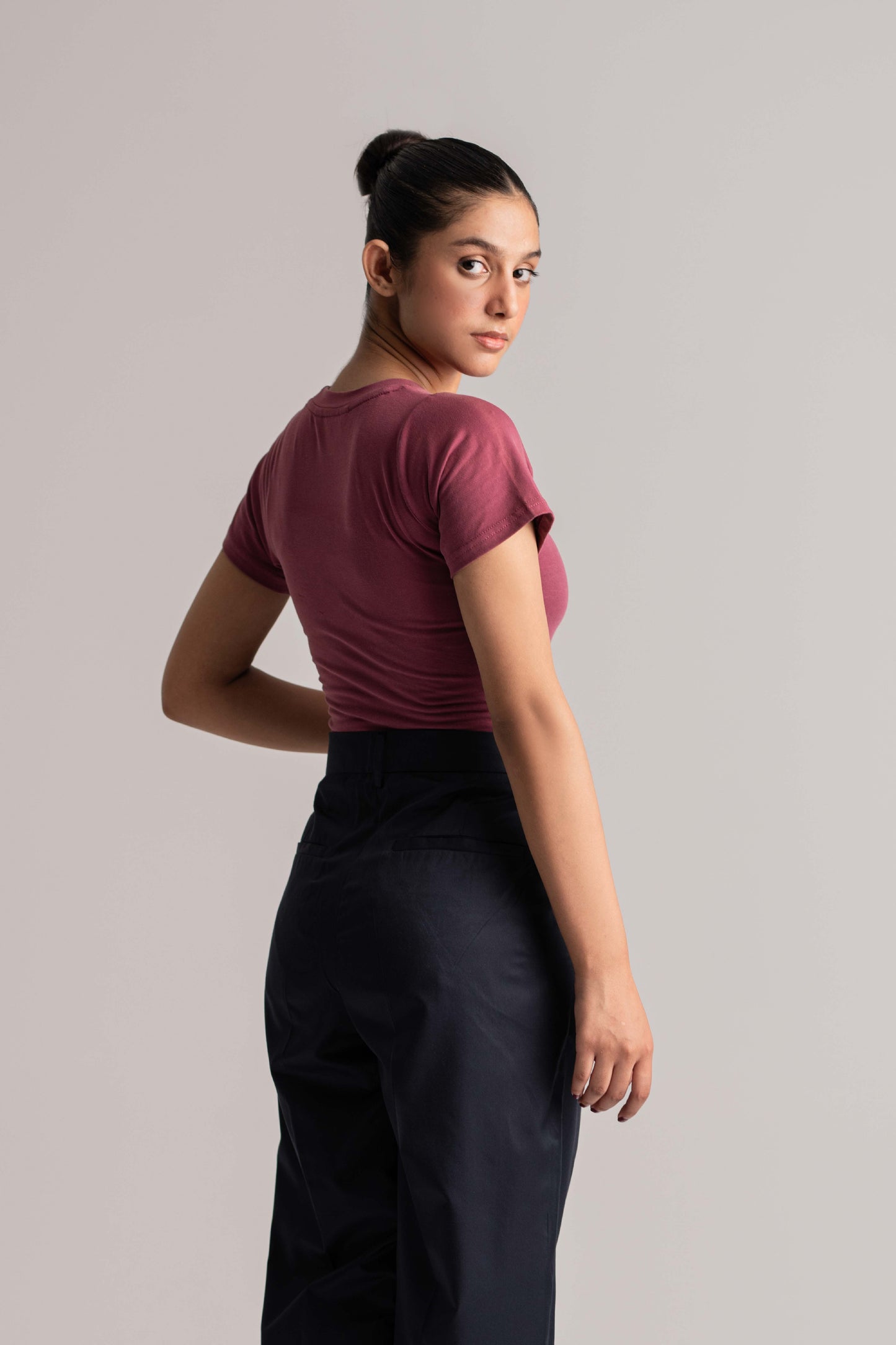 Red Plum Lycra Jersey Crop Top