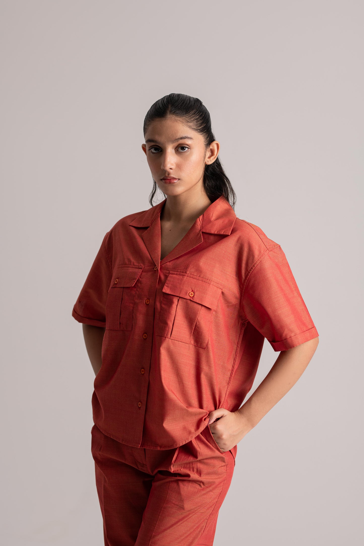 Carrot Red Cotton Co-ord Set