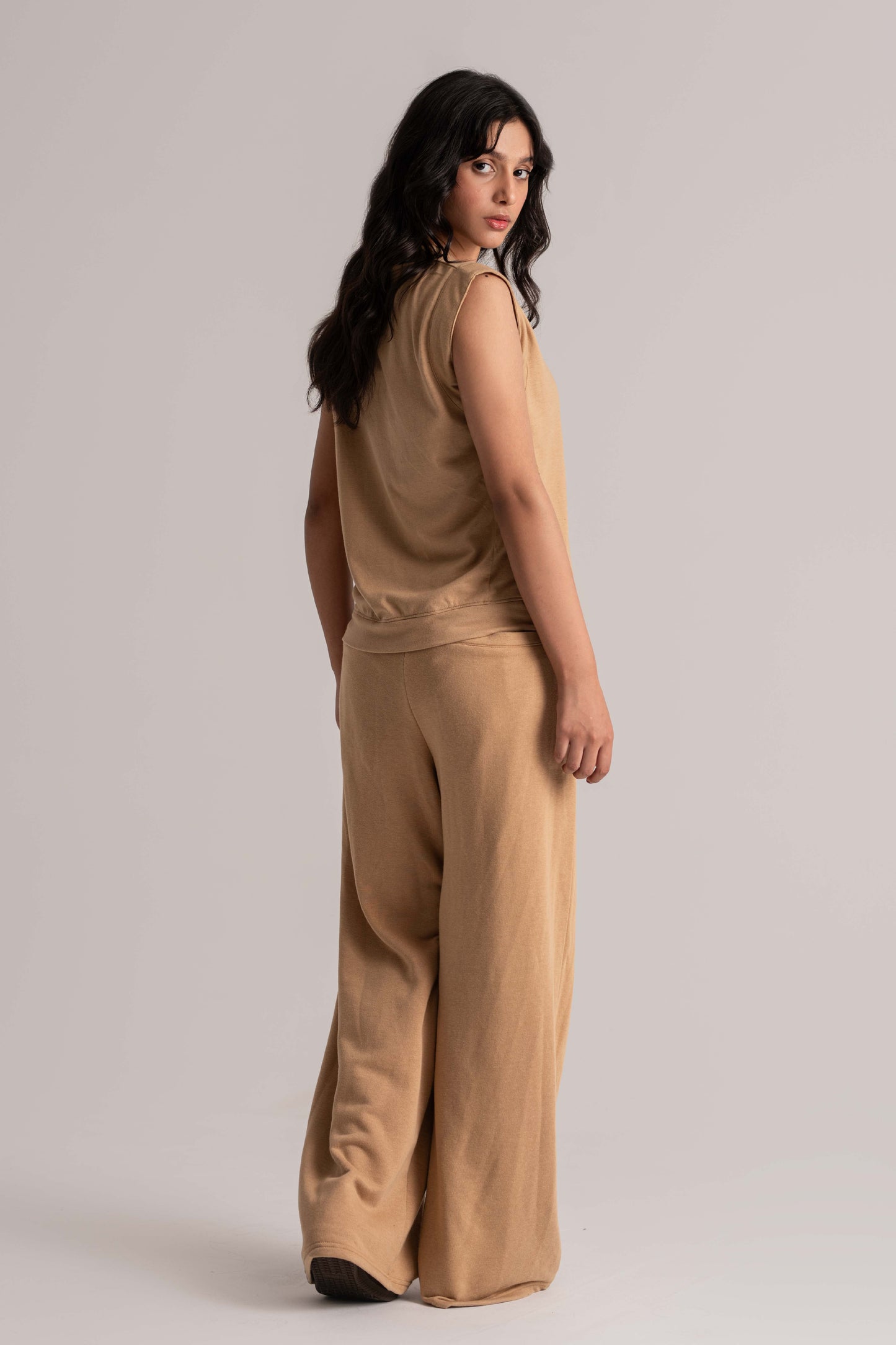 Beige Cotton Relax Fit Co-ord Set