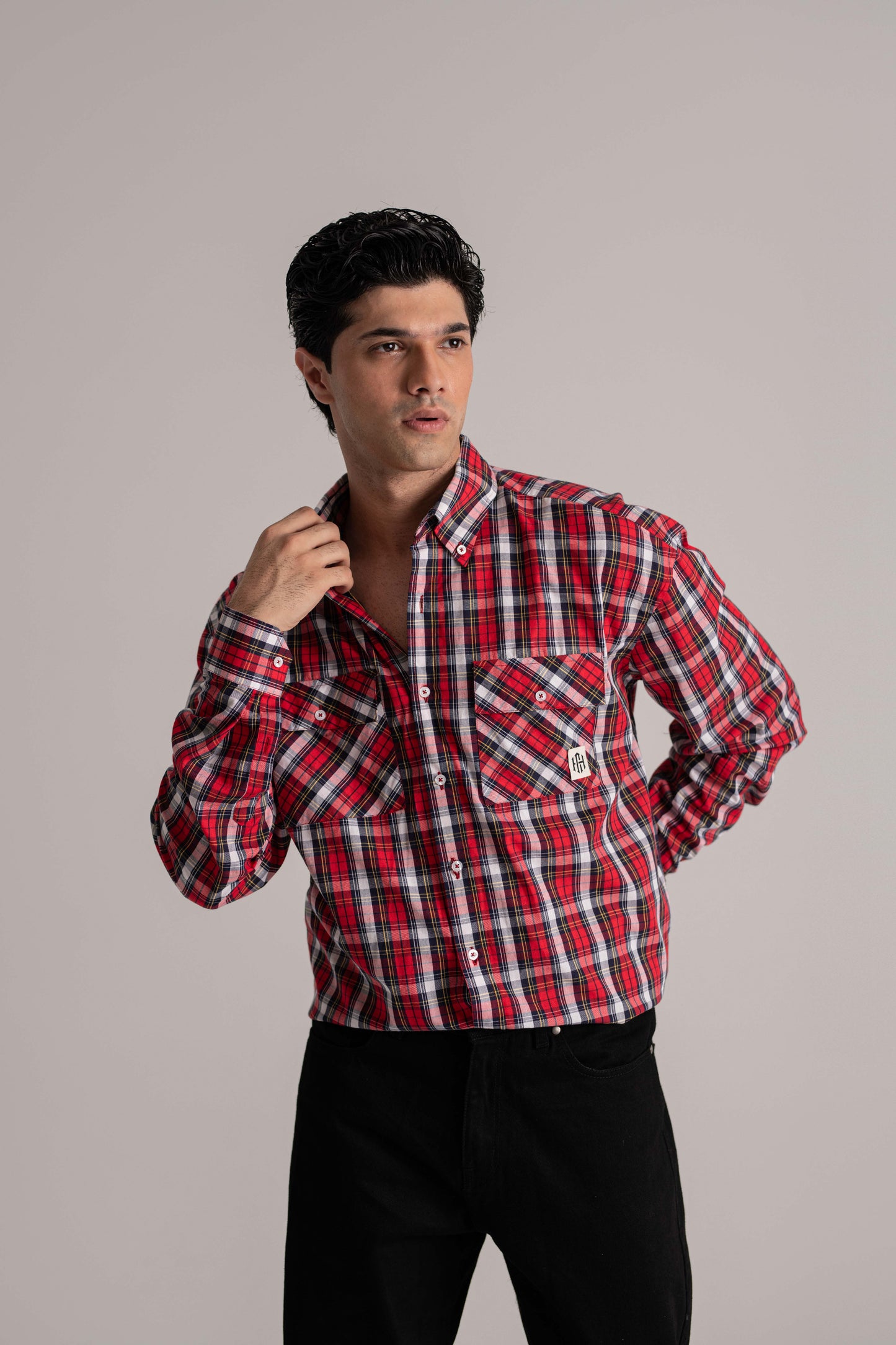 Cotton Blue Check Long Sleeve Shirt