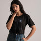 Black Graphic Crop Top