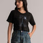 Black Graphic Crop Top