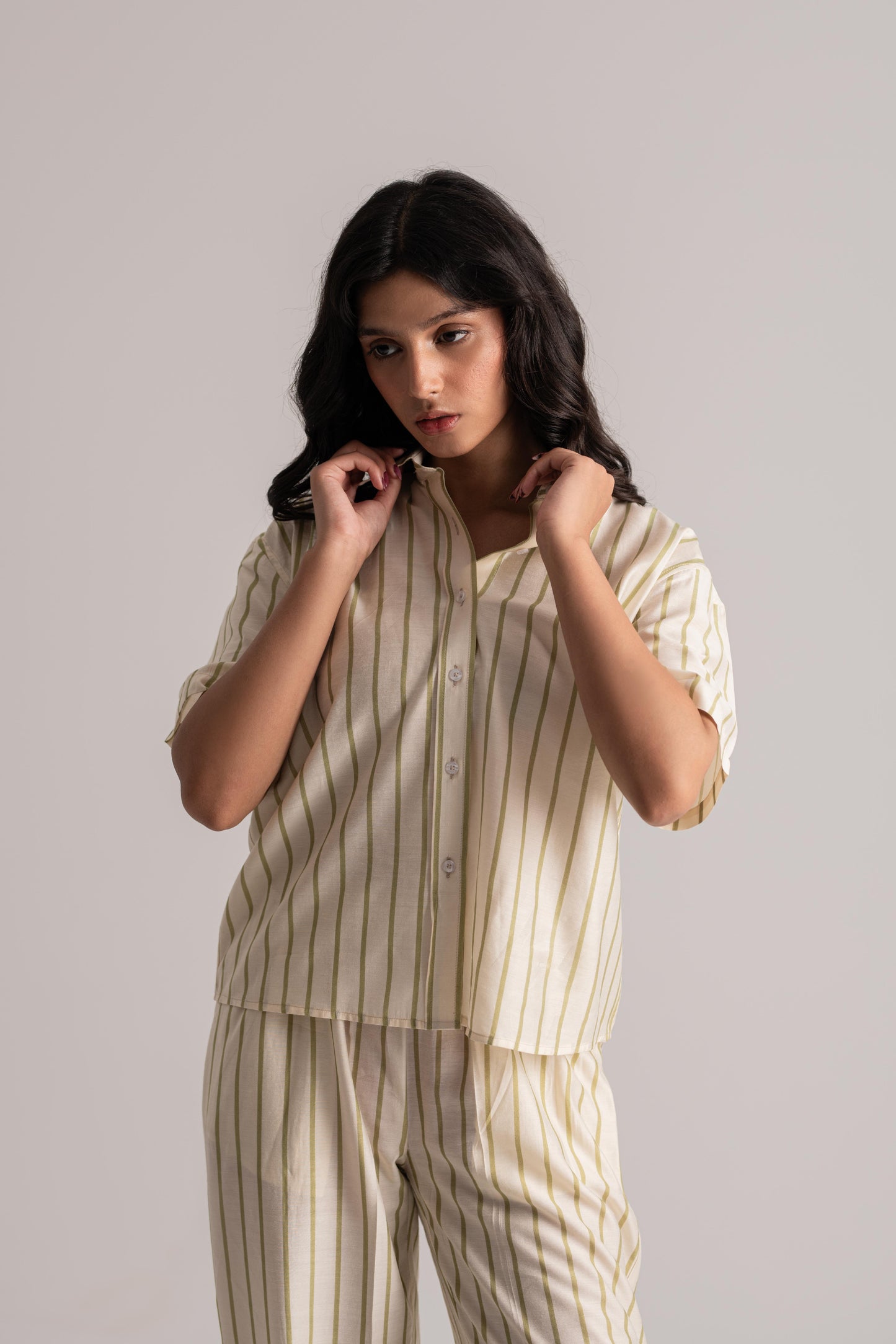 Stripped Cream Cotton Co-ord Set