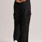 Black Cotton Denim Cargo Pants