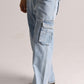 Ice Blue Denim Cargo Pant