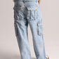 Ice Blue Denim Cargo Pant