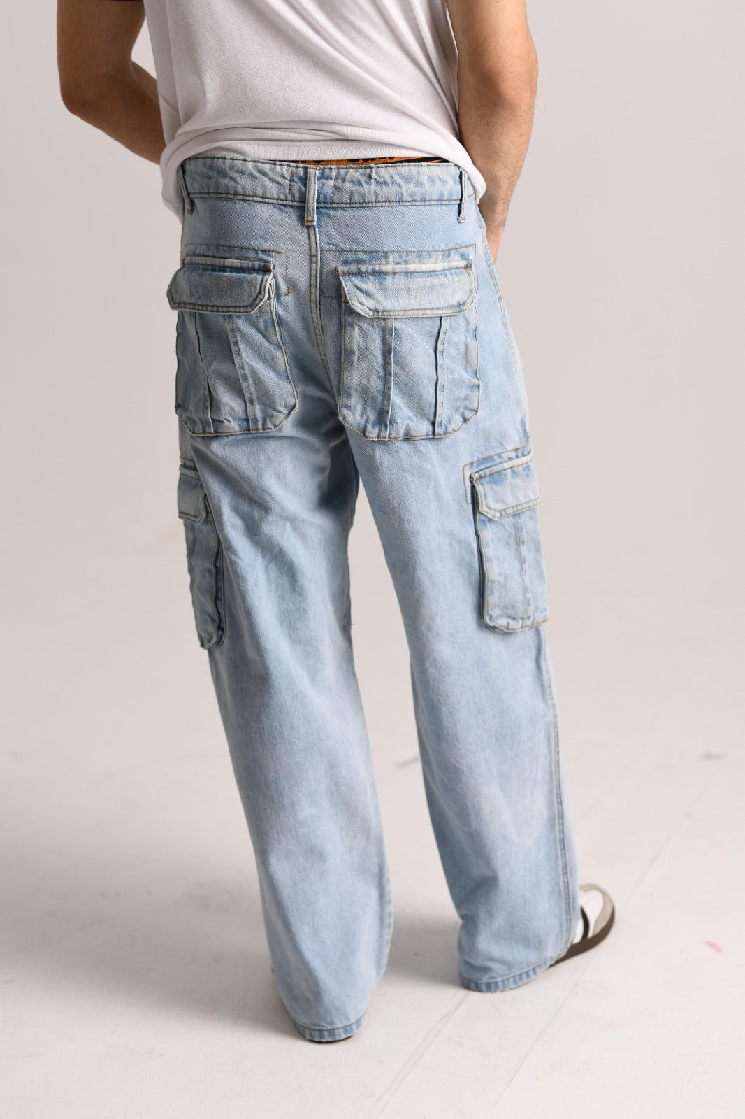 Ice Blue Denim Cargo Pant