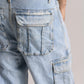 Ice Blue Denim Cargo Pant