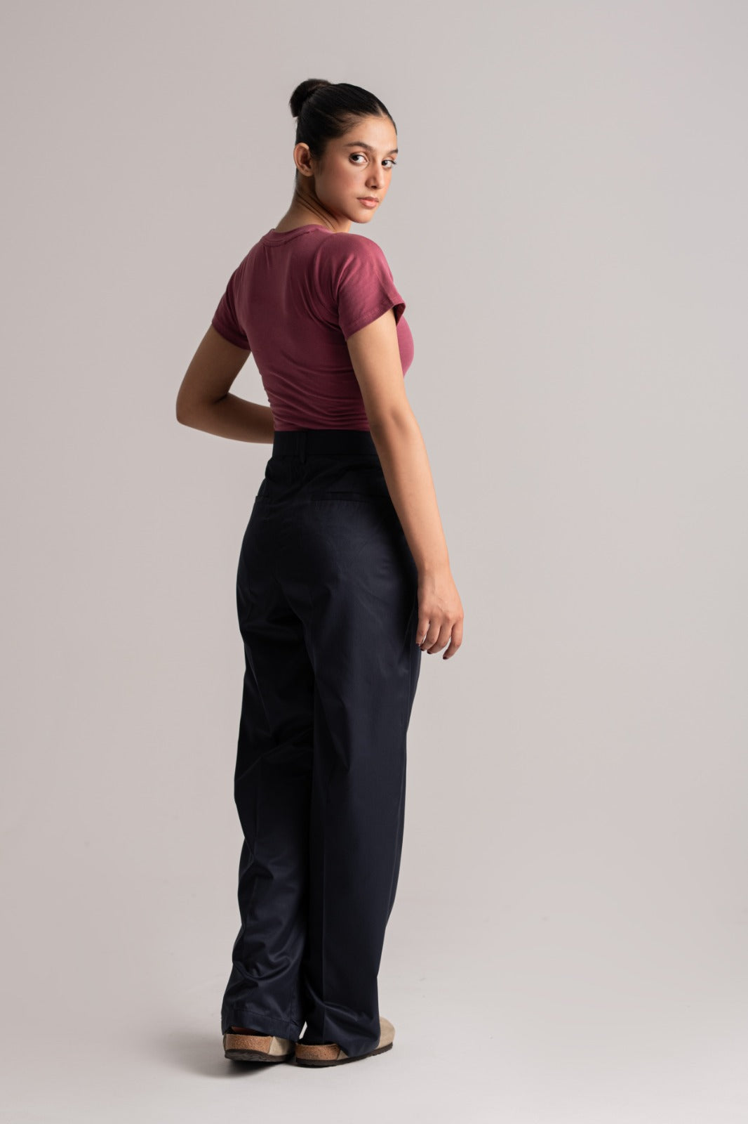 Deep Blue High-Waisted Loose Pants