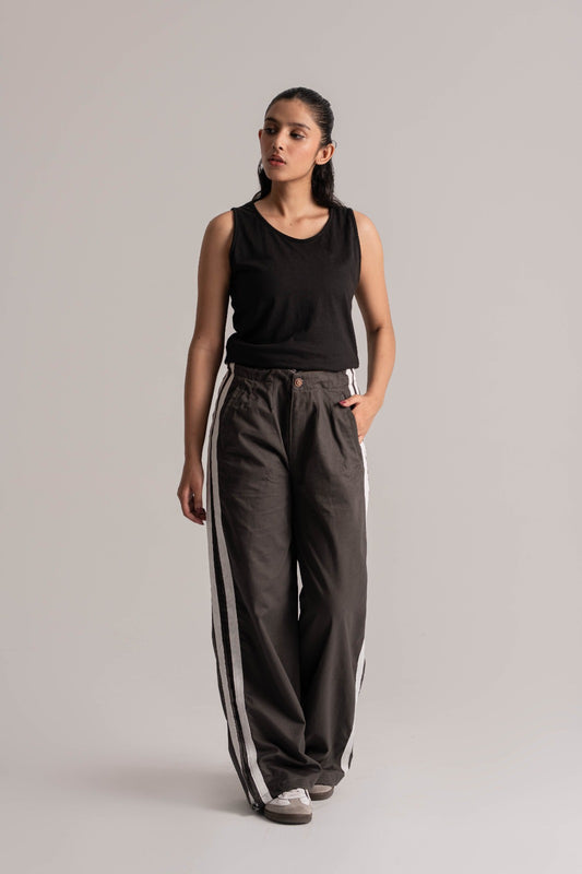 Dark Grey Relax Fit Twill Trousers