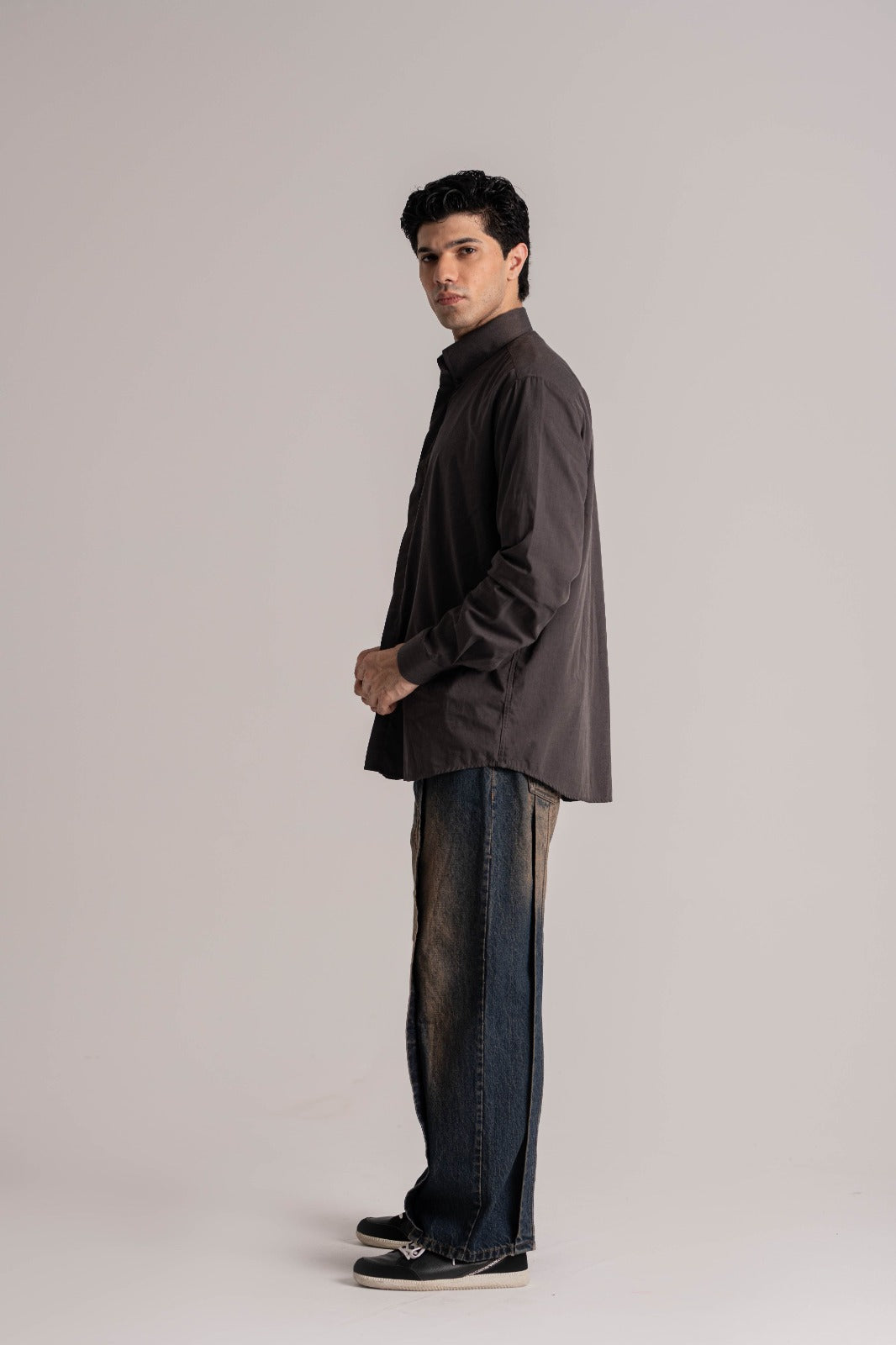 Black Relax Fit Button-Down Shirt