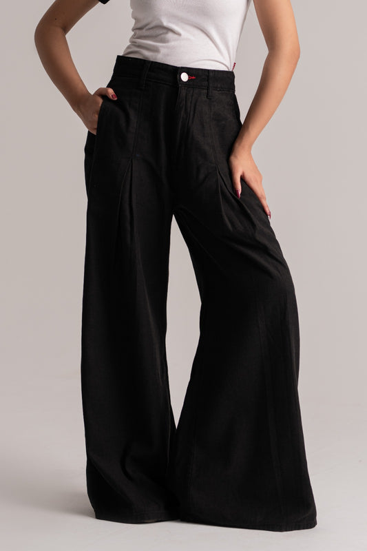 Black Relaxed Fit Flare Jeans