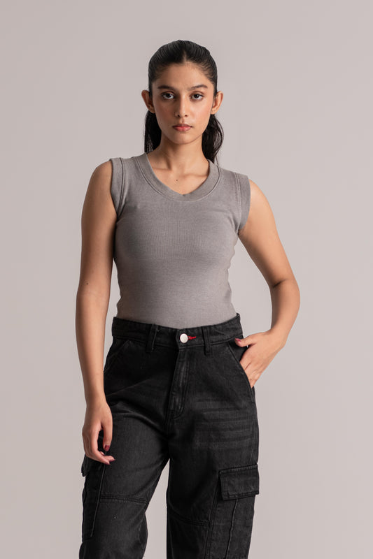 Grey Basic Crop Top
