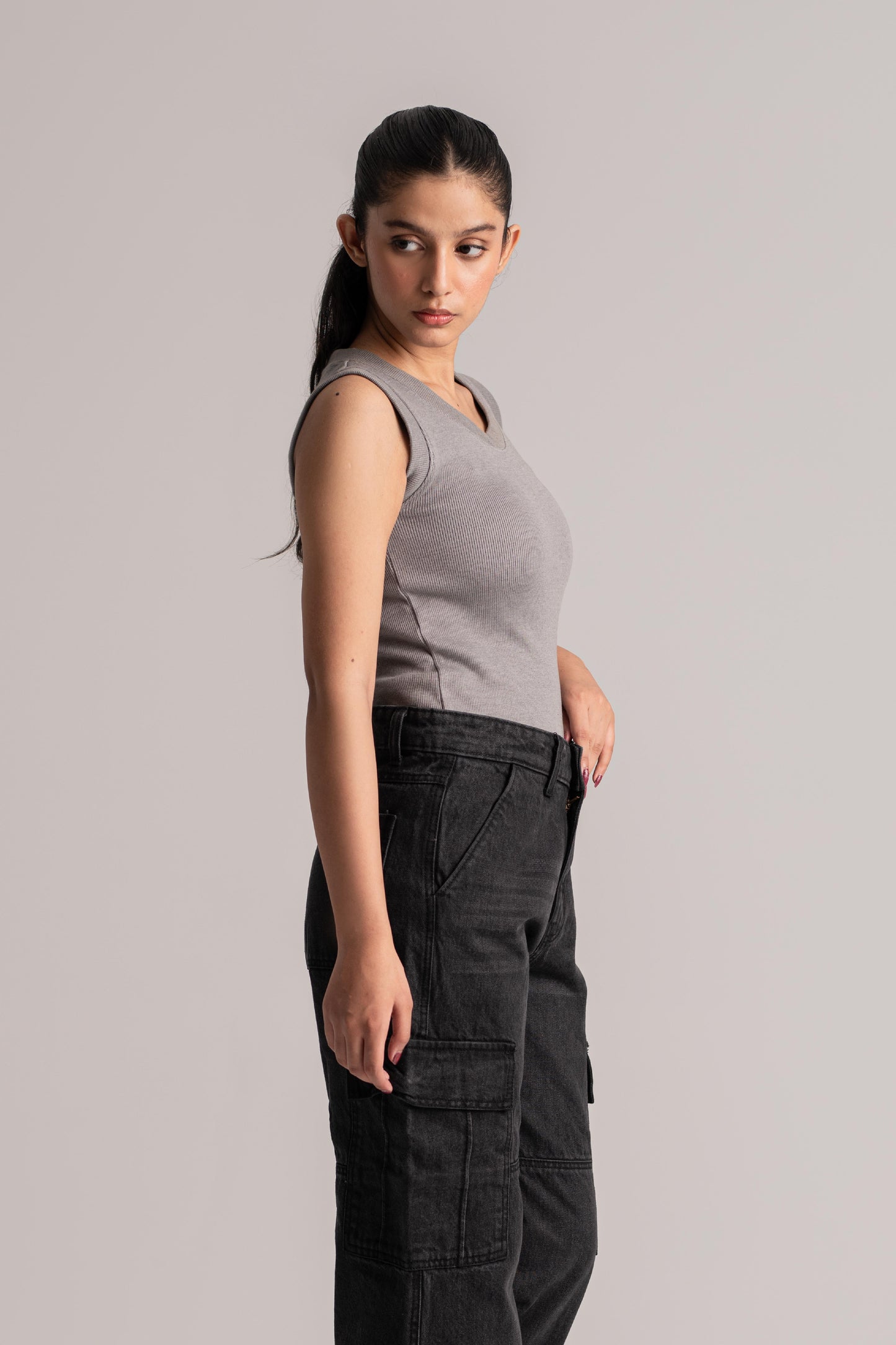 Grey Basic Crop Top