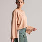 Beige Full Sleeve V-Neck Crop Top