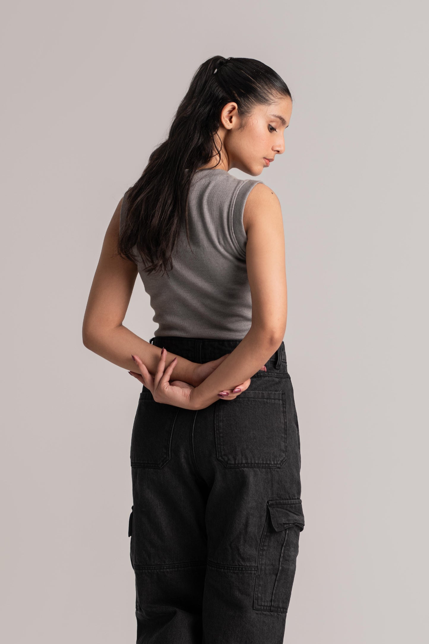 Grey Basic Crop Top