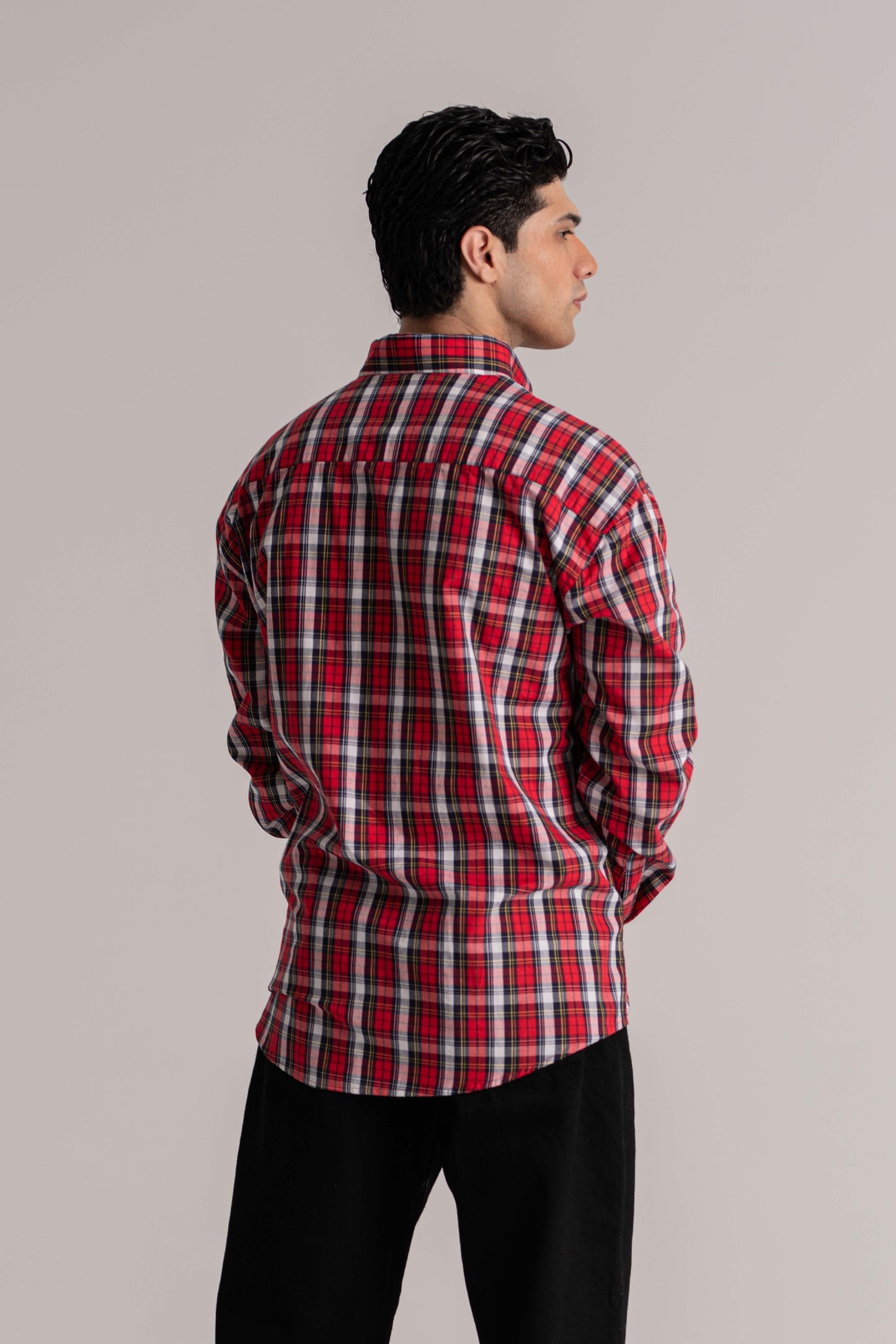 Cotton Blue Check Long Sleeve Shirt