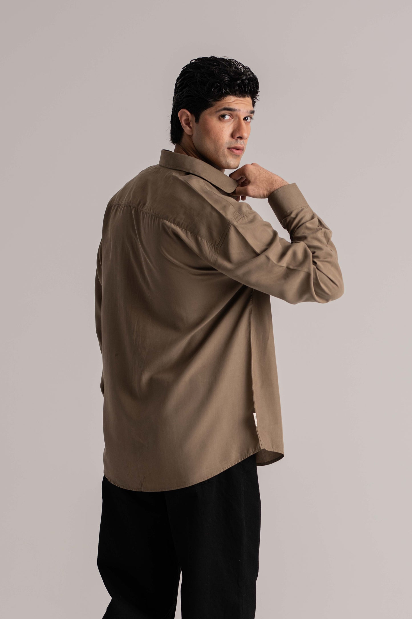 Olive Green Check Long Sleeve Shirt