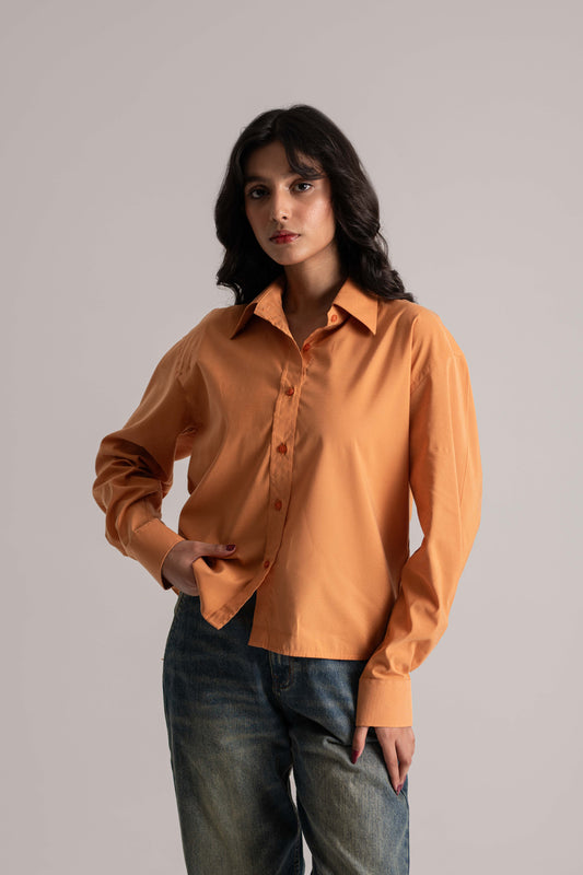 Orange Full Sleeve Basic Shirt