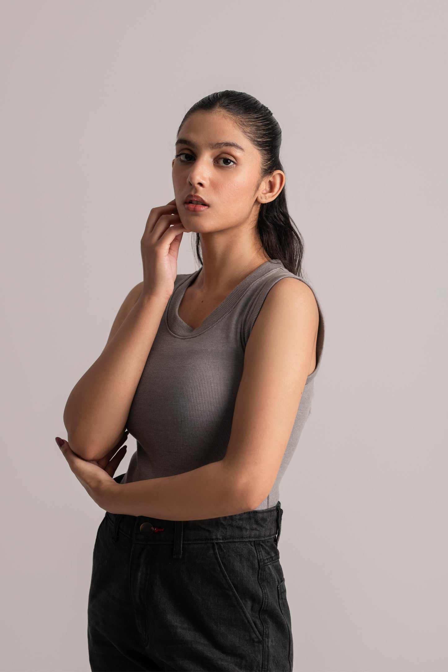Grey Basic Crop Top