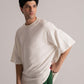 White Round Neck Oversized Thermal T-Shirt