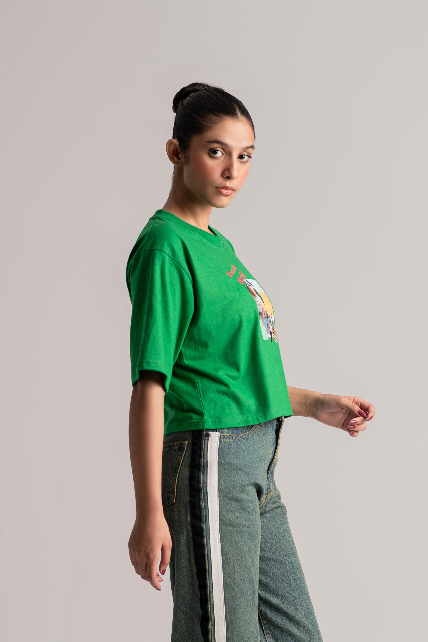 Green Cotton Jersey Crop Top