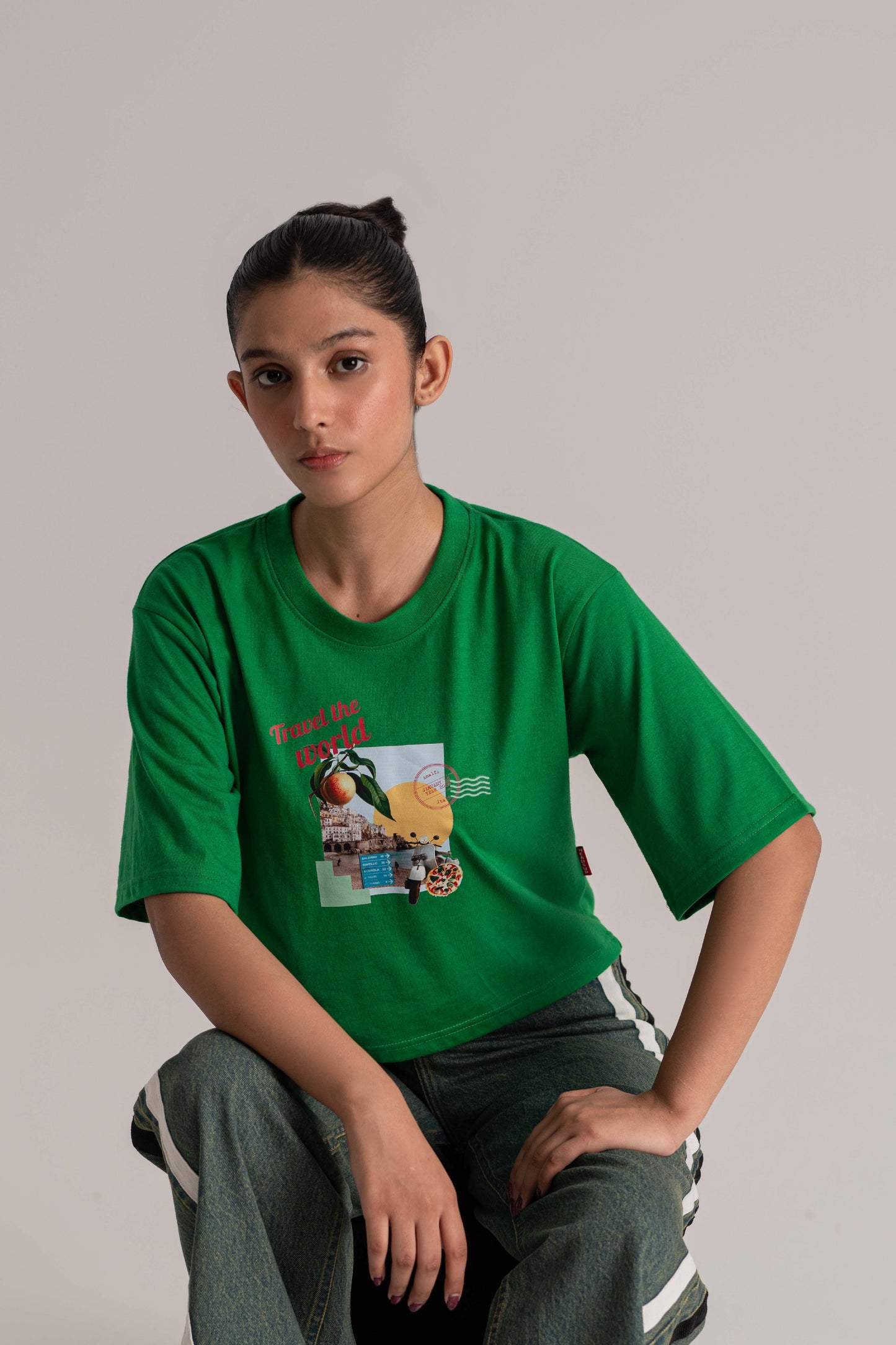 Green Cotton Jersey Crop Top