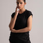 Black Cotton Jersey Top