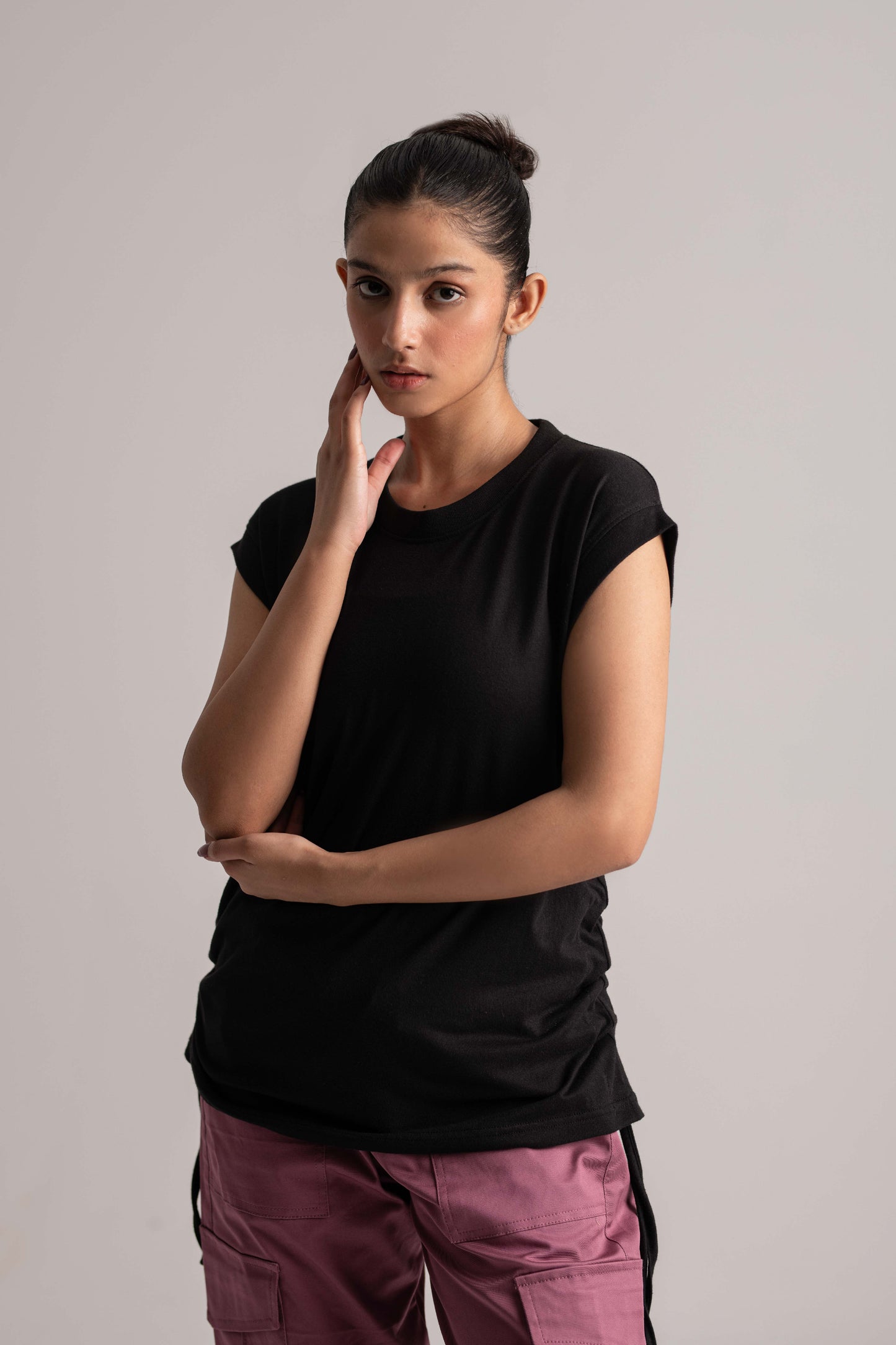 Black Cotton Jersey Top