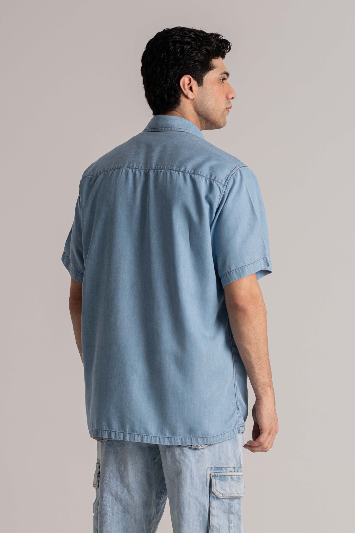Blue Short Sleeve Denim Shirt
