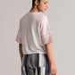 White and Pink Raglan Sleeve Crop Top