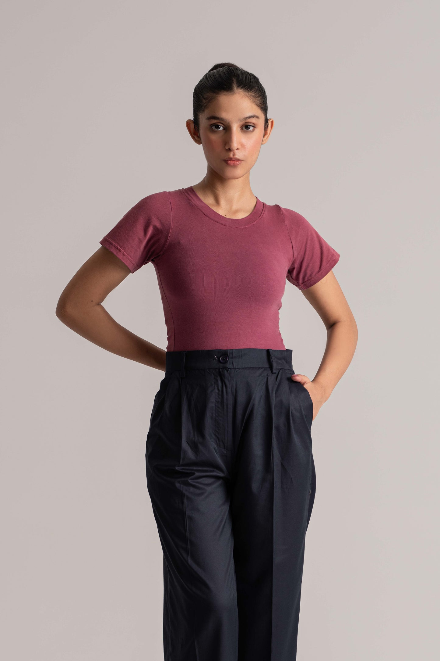 Red Plum Lycra Jersey Crop Top