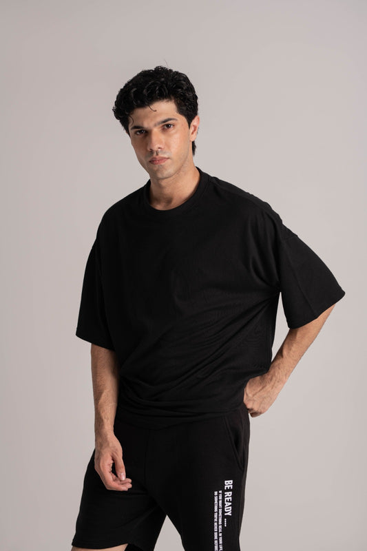 Black Oversized Cotton Jersey Tee