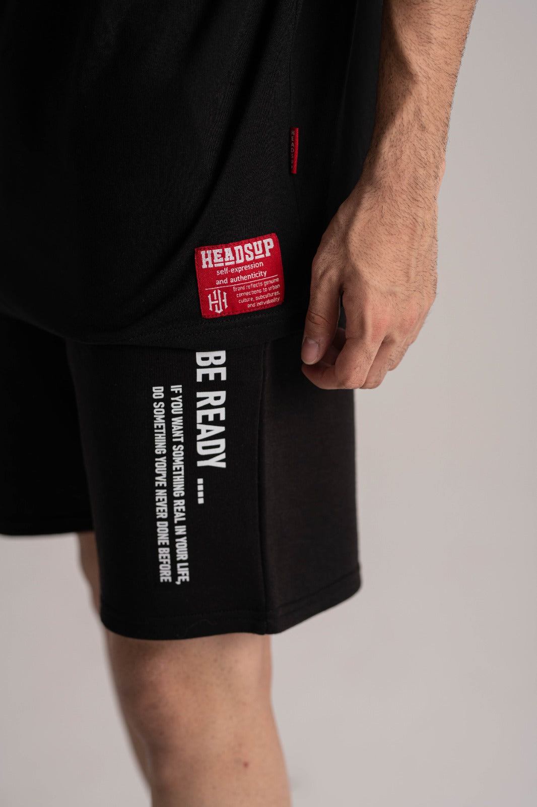 Black Terry Shorts with Cross Pocket