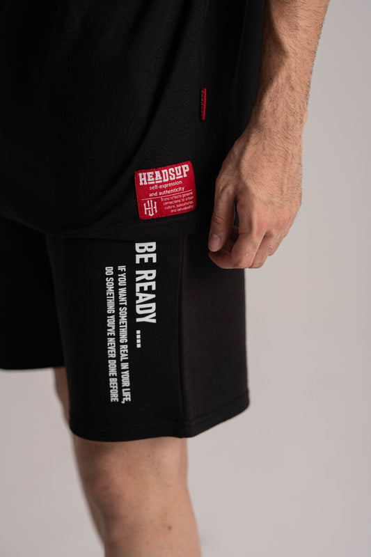 Black Terry Shorts with Cross Pocket