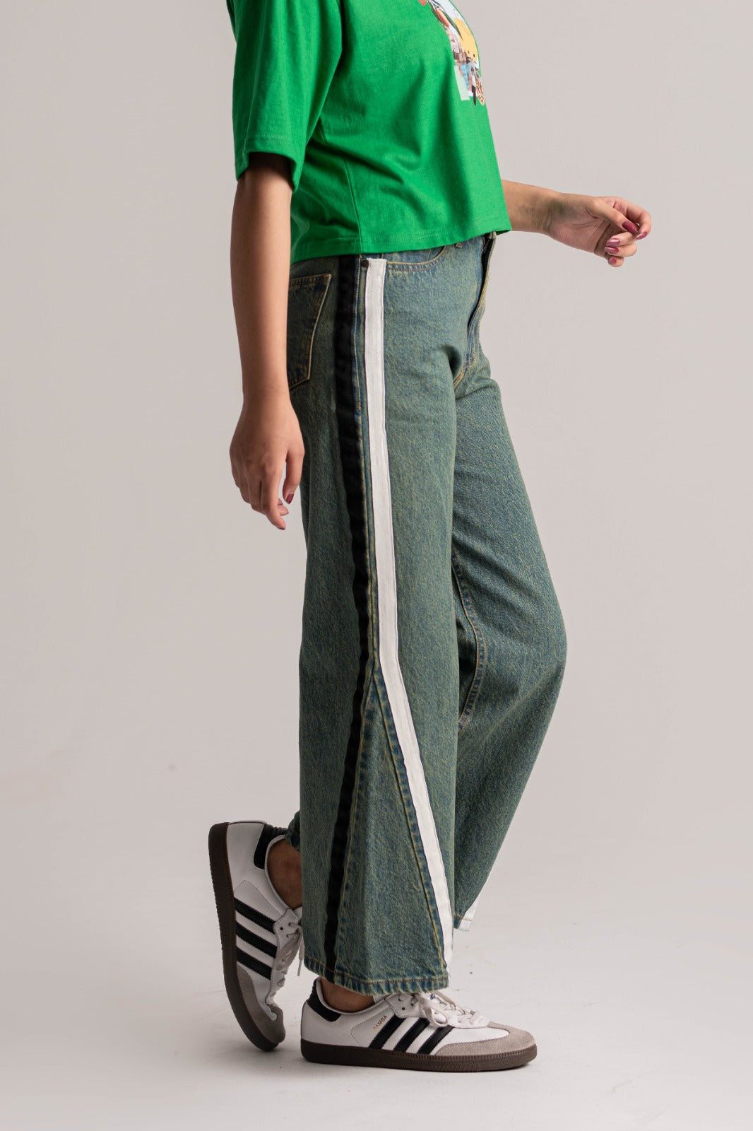 Blue Cotton Denim Flare Jeans