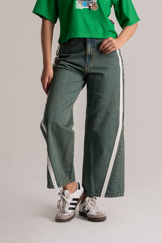 Blue Cotton Denim Flare Jeans