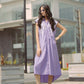 Blue Striped Cotton Button-Down Gown