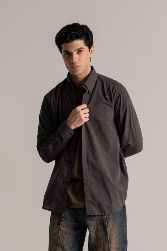 Black Relax Fit Button-Down Shirt