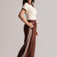 Cream & Brown Cotton Co-ord Set with Laced Detail